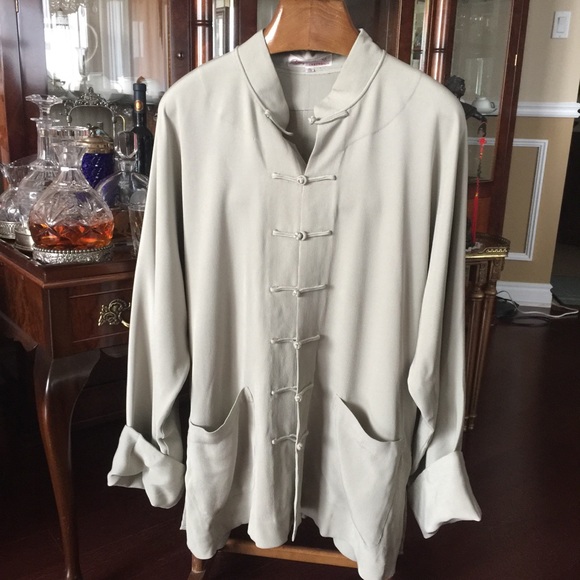 Men’s Pure Silk Kung Fu Jacket Sz XXL - Picture 2 of 8